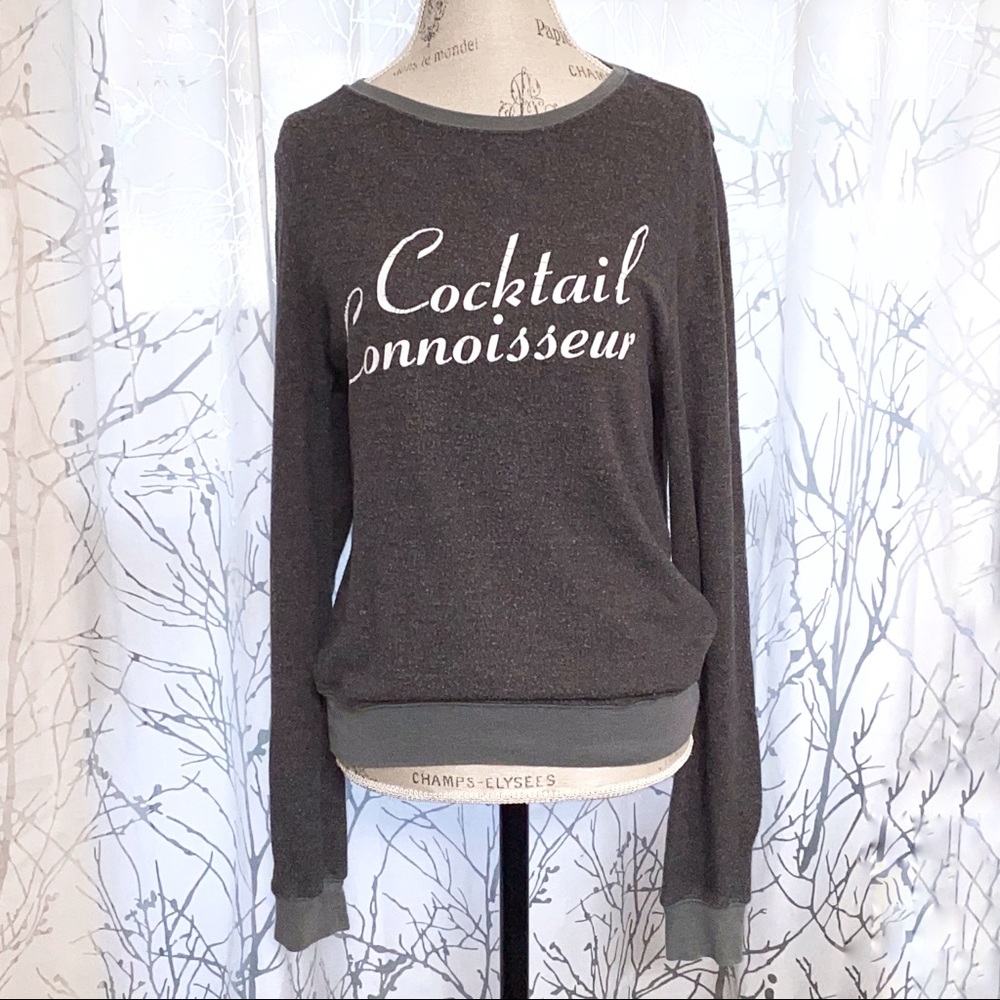 Wildfox cocktail connoisseur gray white sweater